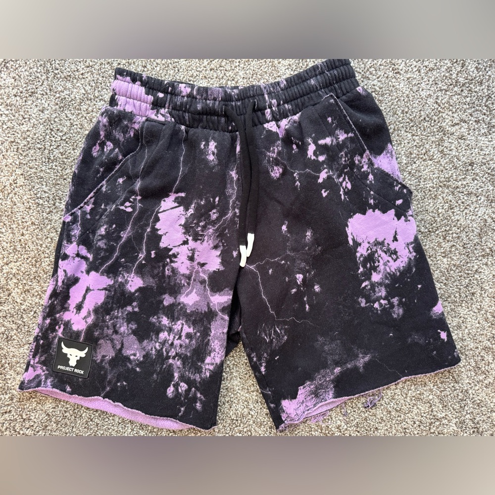 Under Armour Project Rock Rival Fleece Shorts Men's Size S Small Purple Gym